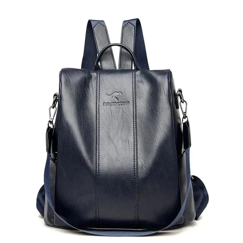 Premium and Secure PU Leather Backpack - Threadford