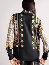 Unique Retro Positioning Print Loose Shirt - Threadford
