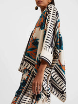 Fine Satin Floral Print Batwing Sleeve Shirt - Threadford