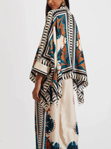 Fine Satin Floral Print Batwing Sleeve Shirt - Threadford