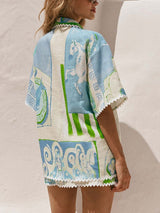 Unique Painted Print Lace Shirt - Threadford