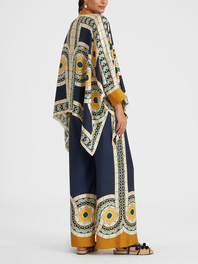 Unique Retro Floral Print Stand Collar Irregular Top - Threadford