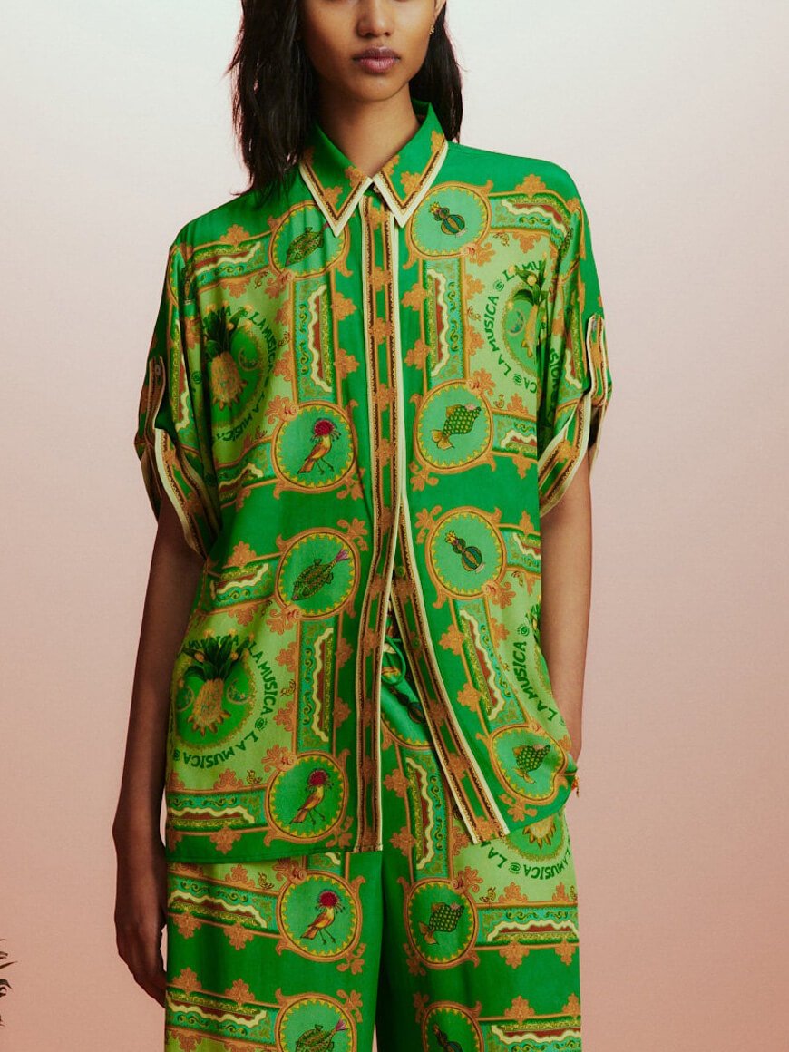 Unique Tropical Fruit Print Button-down Shirt - Threadford