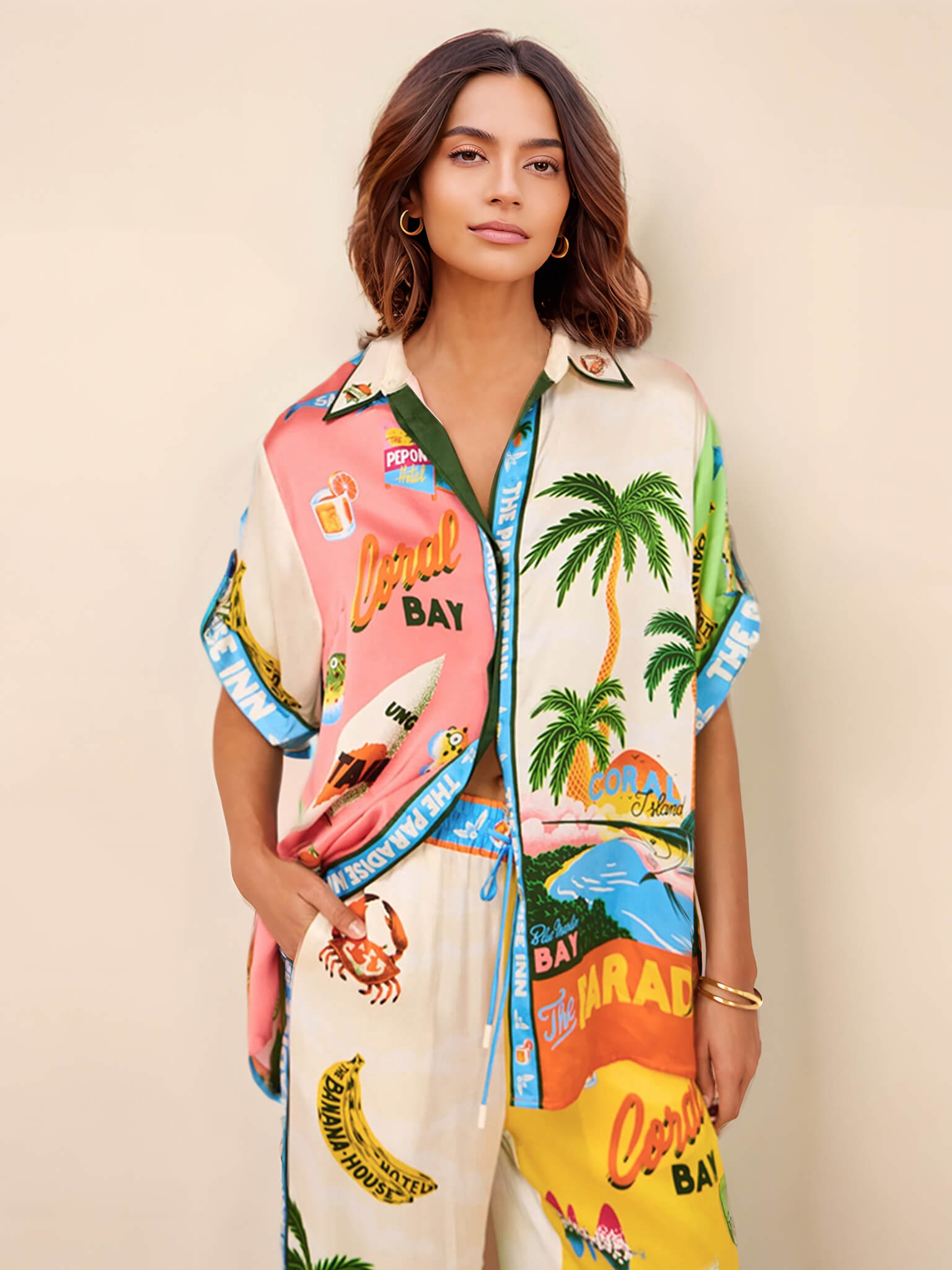 Sunny Beach Summer Style Printed Two Piece Set - Top - Threadford