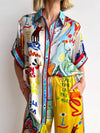 Unique Print Short-Sleeved Loose Shirt - Threadford