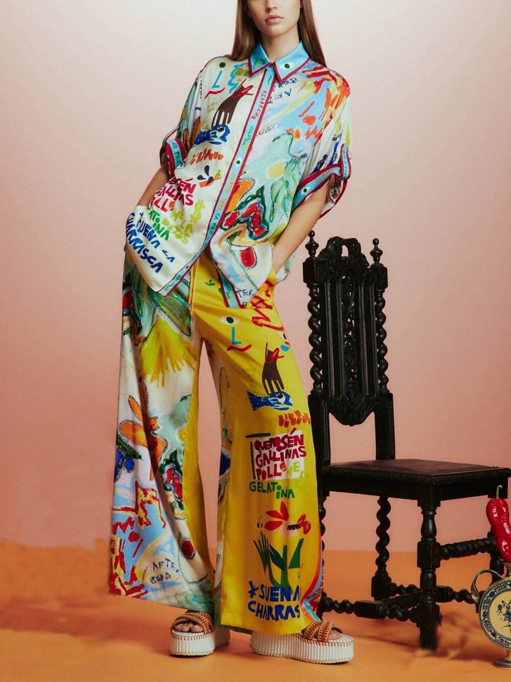 Unique Print Short-Sleeved Loose Shirt - Threadford