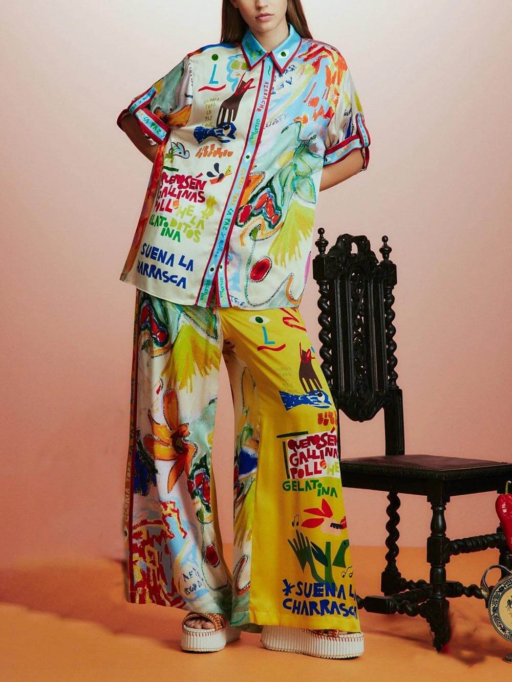 Unique Print Short-Sleeved Loose Shirt - Threadford