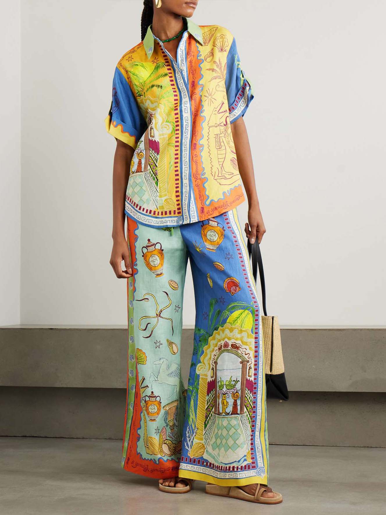 Unique Summer Fantasy Print Short-sleeved Loose Shirt - Threadford
