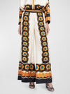 Satin Exquisite Flower Print Loose Wide-Leg Pants - Threadford