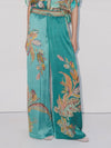 Exquisite Satin Unique Plant Flower Print Loose Wide-Leg Pants - Threadford