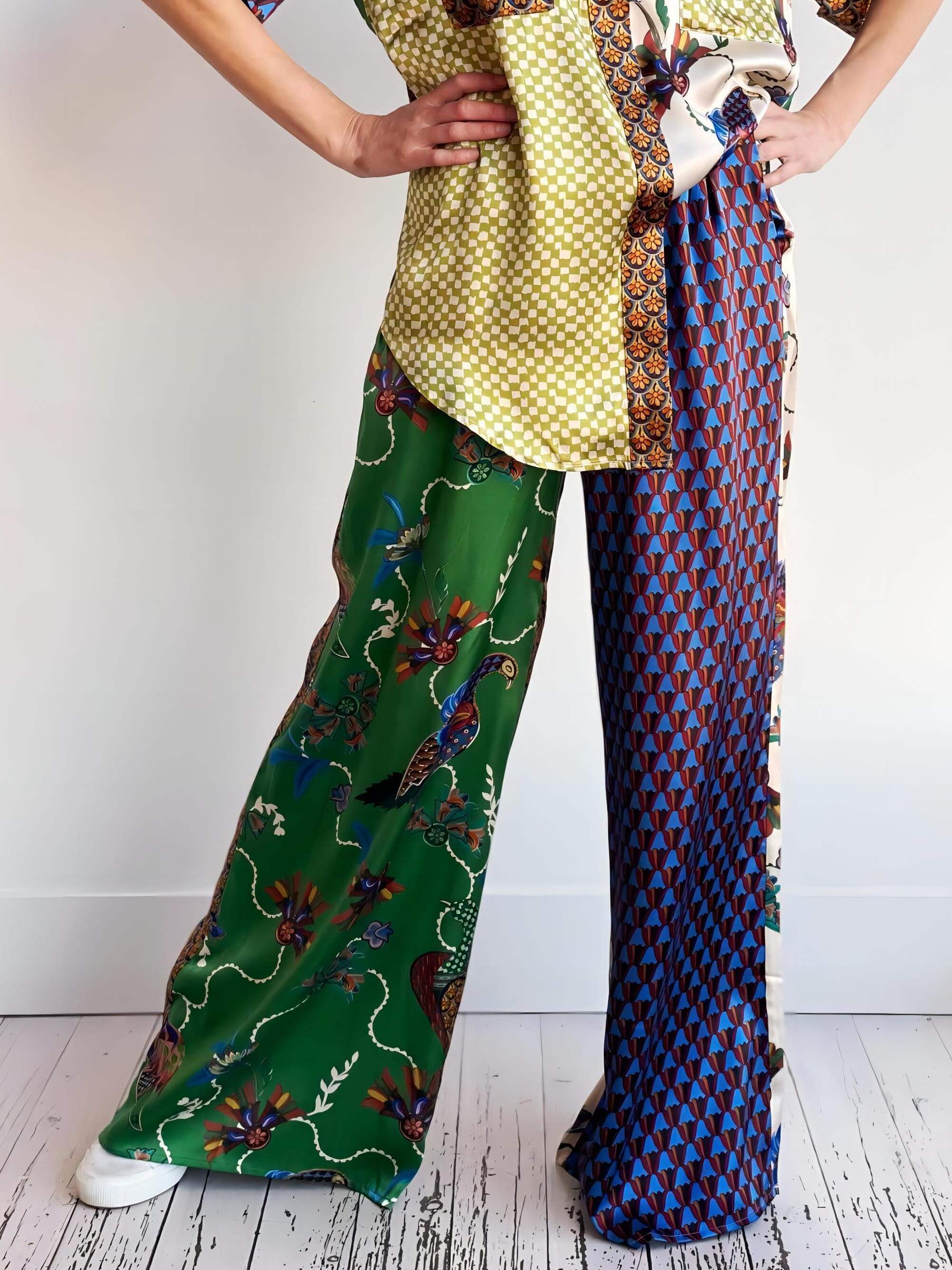 Special Folk Print Loose Wide Leg Pants - Threadford