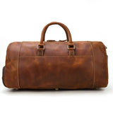 Retro Crazy Horse Leather Travel Bag with Separate Shoe Compartment - Threadford