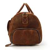 Retro Crazy Horse Leather Travel Bag with Separate Shoe Compartment - Threadford