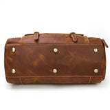 Retro Crazy Horse Leather Travel Bag with Separate Shoe Compartment - Threadford