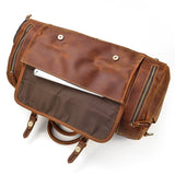 Retro Crazy Horse Leather Travel Bag with Separate Shoe Compartment - Threadford