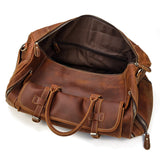 Retro Crazy Horse Leather Travel Bag with Separate Shoe Compartment - Threadford