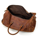 Retro Crazy Horse Leather Travel Bag with Separate Shoe Compartment - Threadford