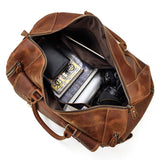 Retro Crazy Horse Leather Travel Bag with Separate Shoe Compartment - Threadford
