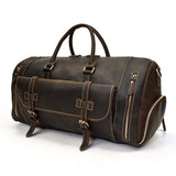 Retro Crazy Horse Leather Travel Bag with Separate Shoe Compartment - Threadford