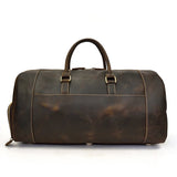 Retro Crazy Horse Leather Travel Bag with Separate Shoe Compartment - Threadford