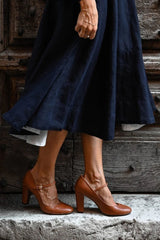 Brown Chunky Low Heels with Casual Buckle - Threadford
