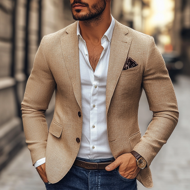 【24-hour shipping out】Men's Fashion Notch Lapel Two Buttons Casual Blazer 47644865Z - Threadford