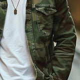 Men's Camouflage Canvas Retro Wear Lapel Jacket 18911497X - Threadford