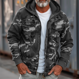 Men's Camouflage Hooded Multi-pocket Zip Cargo Jacket 69249000Z - Threadford