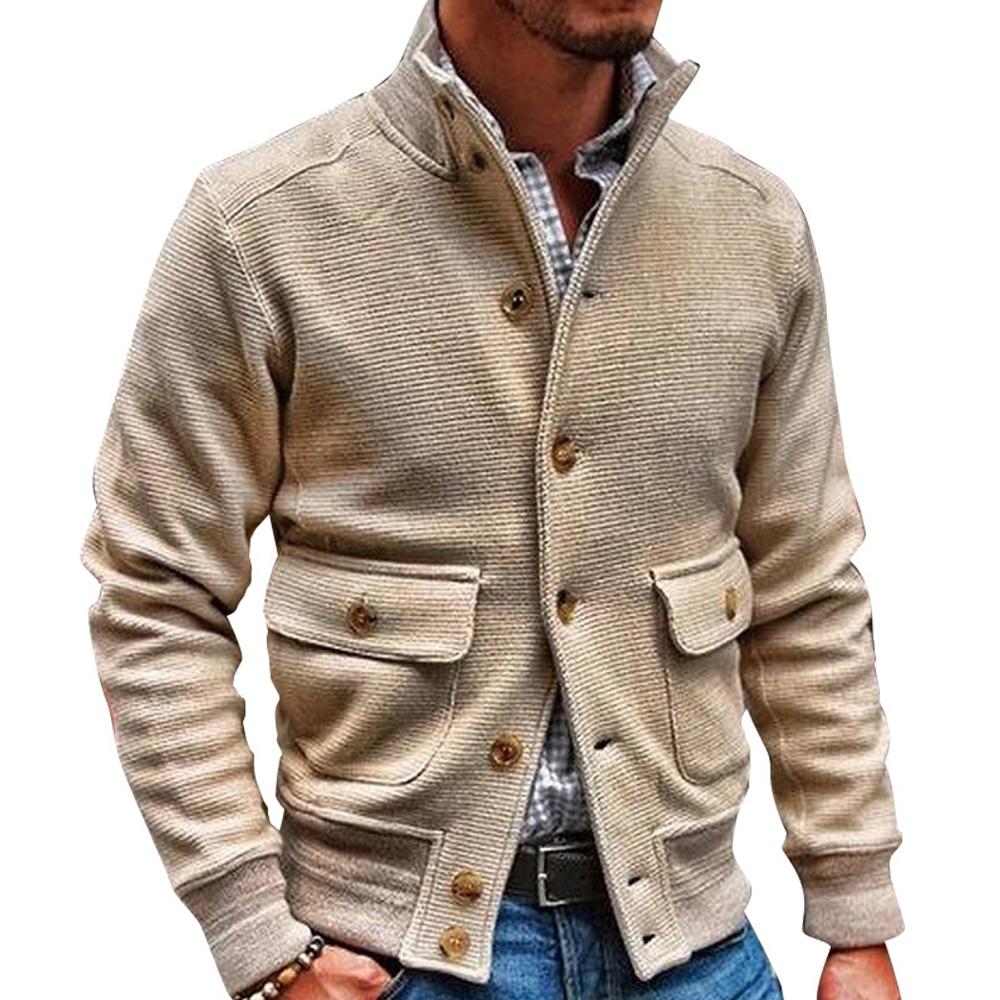 Men's Stand Collar Solid Color Jacket 35479294X - Threadford