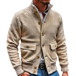 Men's Stand Collar Solid Color Jacket 35479294X - Threadford