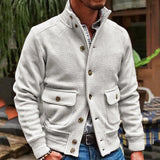 Men's Stand Collar Solid Color Jacket 35479294X - Threadford