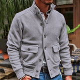 Men's Stand Collar Solid Color Jacket 35479294X - Threadford