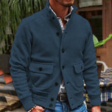 Men's Stand Collar Solid Color Jacket 35479294X - Threadford