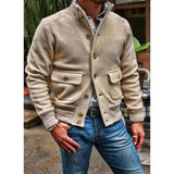 Men's Stand Collar Solid Color Jacket 35479294X - Threadford