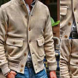 Men's Stand Collar Solid Color Jacket 35479294X - Threadford