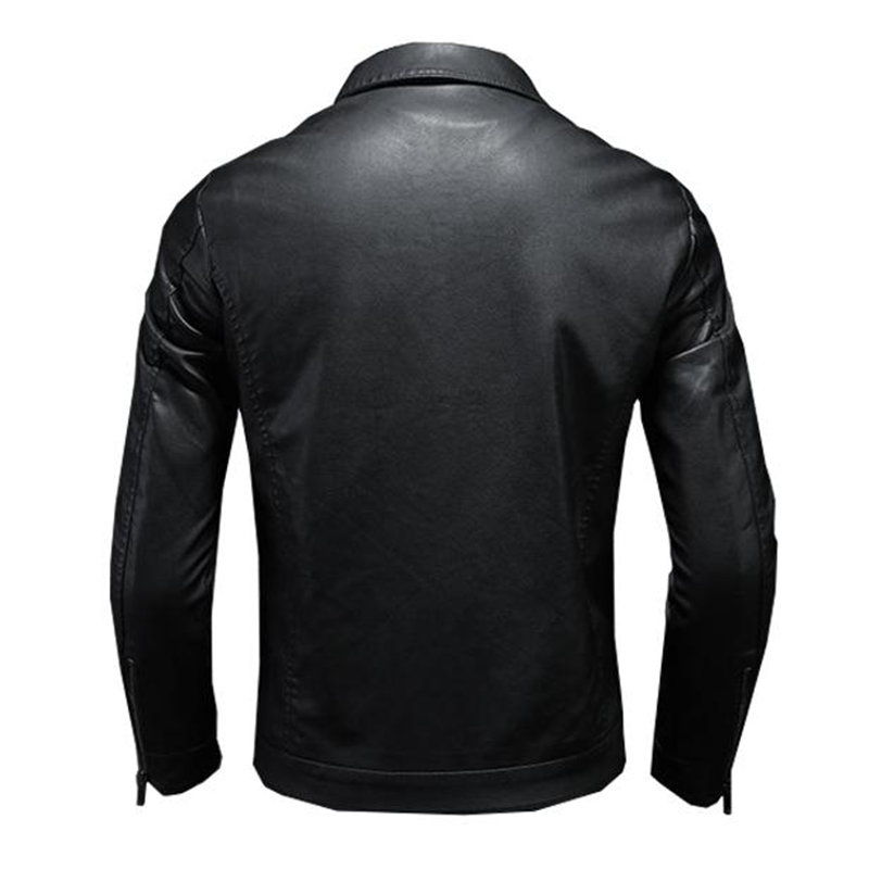 Men's Lapel Leather Biker Jacket 37377631X - Threadford