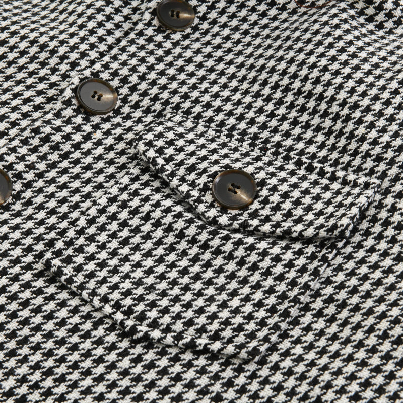 Men's Vintage Houndstooth Lapel Single Breasted Shirt Jacket 85588306M - Threadford