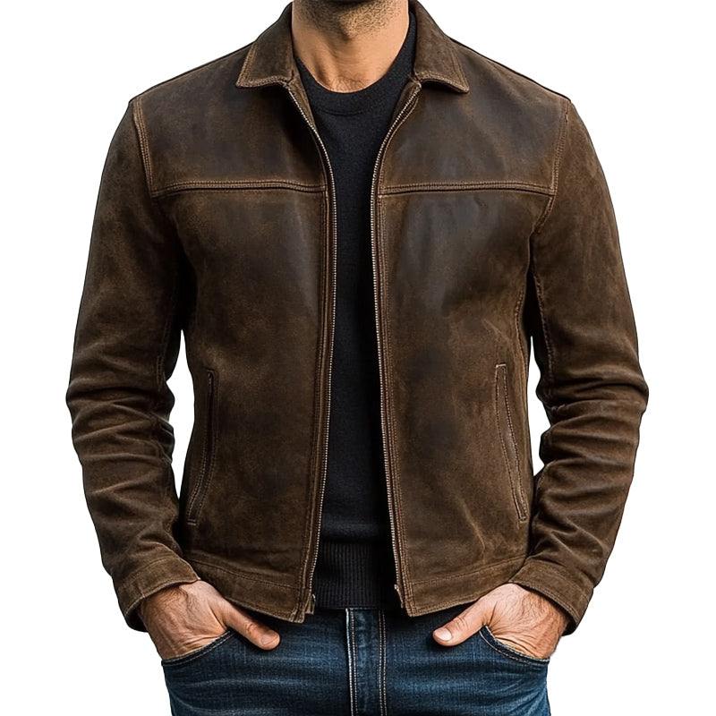 【24-hour shipping out】Mens Classic Fashion Zipper Leather Jacket 98679789U - Threadford