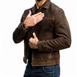 【24-hour shipping out】Mens Classic Fashion Zipper Leather Jacket 98679789U - Threadford