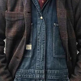 Men's Retro Checkered Lapel Loose Jacket 84918520X - Threadford