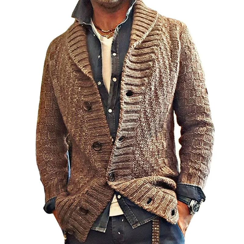 MEN'S VINTAGE LAPEL KNIT CARDIGAN JACKET05701756X - Threadford