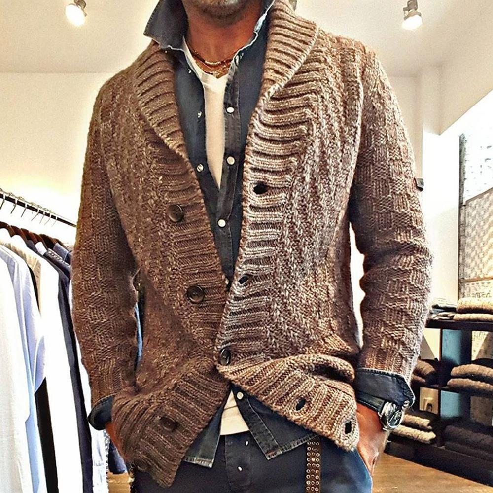 MEN'S VINTAGE LAPEL KNIT CARDIGAN JACKET05701756X - Threadford