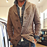 MEN'S VINTAGE LAPEL KNIT CARDIGAN JACKET05701756X - Threadford