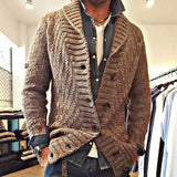 MEN'S VINTAGE LAPEL KNIT CARDIGAN JACKET05701756X - Threadford