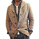 MEN'S VINTAGE LAPEL KNIT CARDIGAN JACKET05701756X - Threadford