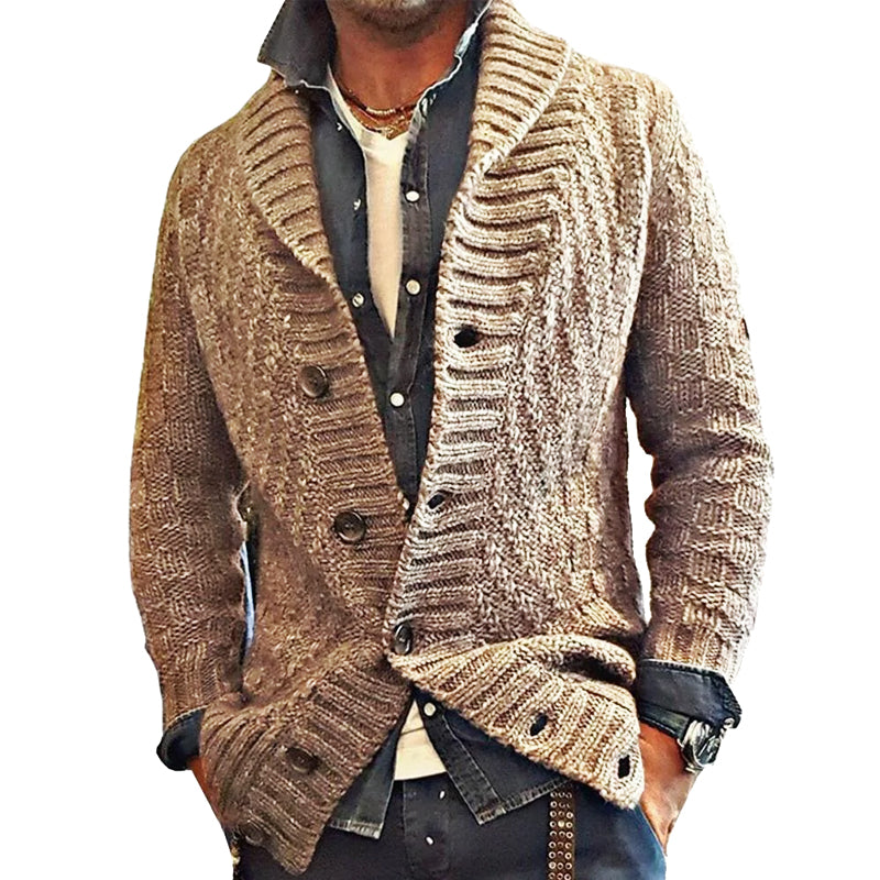 MEN'S VINTAGE LAPEL KNIT CARDIGAN JACKET05701756X - Threadford
