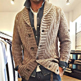 MEN'S VINTAGE LAPEL KNIT CARDIGAN JACKET05701756X - Threadford