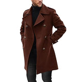Men's Lapel Double Breasted Mid-length Coat 66914470Z - Threadford