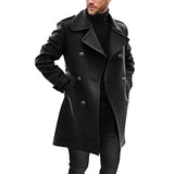 Men's Lapel Double Breasted Mid-length Coat 66914470Z - Threadford