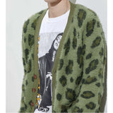 Men's Vintage Leopard V-Neck Single-Breasted Cardigan 03568715Y - Threadford